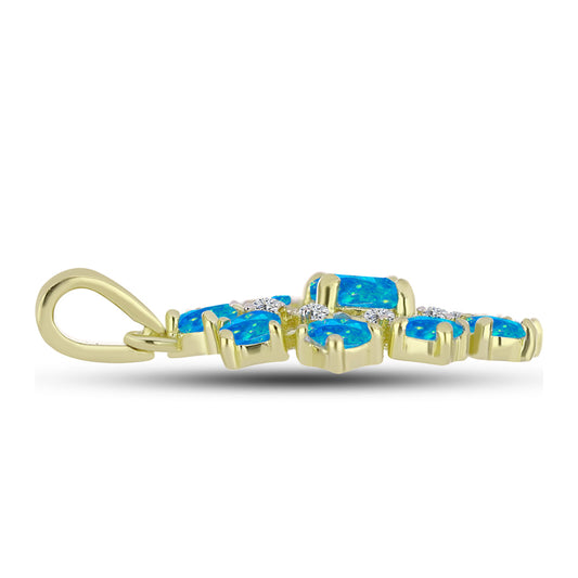 Goldplattierter Silberanhänger mit äthiopischem Paraiba-Blauopal und weißem Topas