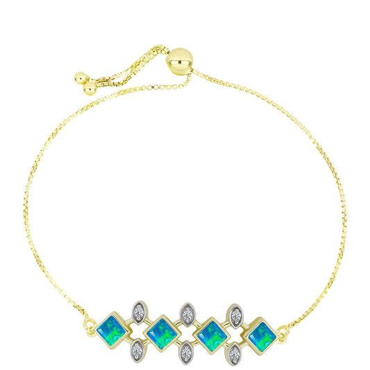 Goldplattiertes Silberarmband mit äthiopischem Paraiba-Blauopal und weißem Topas
