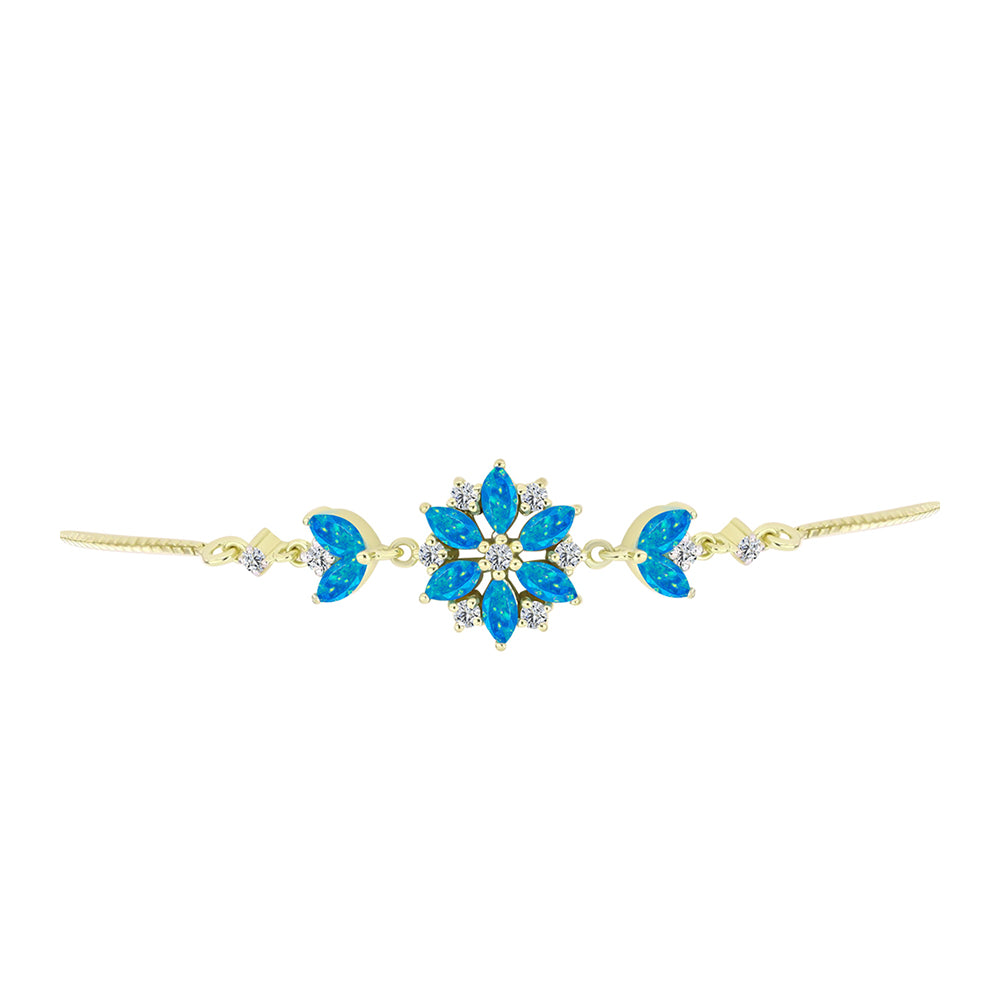 Goldplattiertes Silberarmband mit äthiopischem Paraiba-Blauopal und weißem Topas 2 