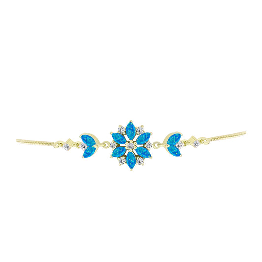 Goldplattiertes Silberarmband mit äthiopischem Paraiba-Blauopal und weißem Topas