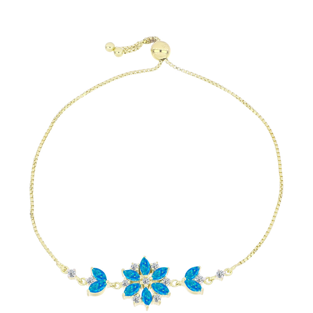 Goldplattiertes Silberarmband mit äthiopischem Paraiba-Blauopal und weißem Topas 1 