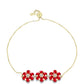 Goldplattiertes Silberarmband mit rotem Achat und weißem Topas