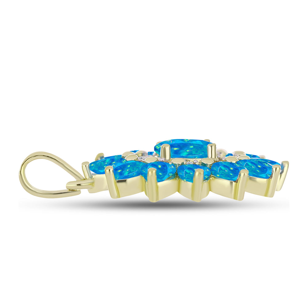 Goldplattierter Silberanhänger mit äthiopischem Paraiba-Blauopal und weißem Topas 2 