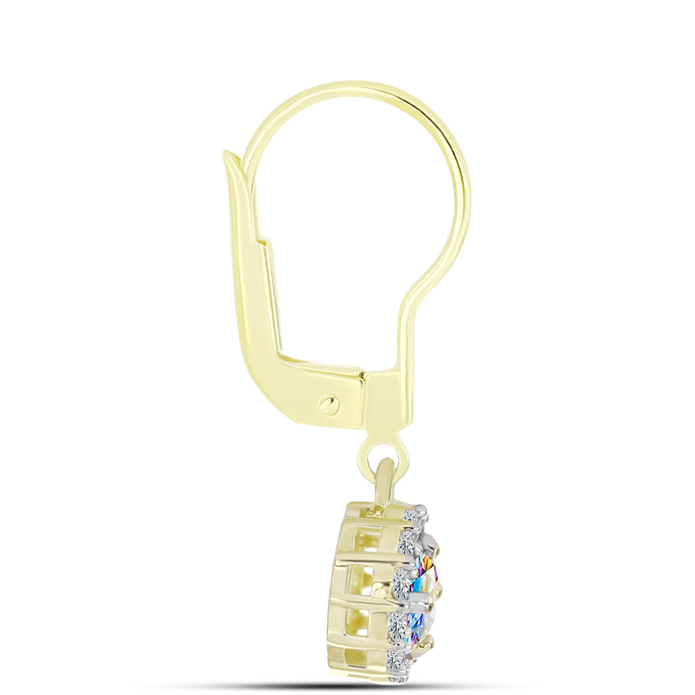 Goldplattierte Silberohrringe mit Eis-Moissanit und weißem Topas 2 