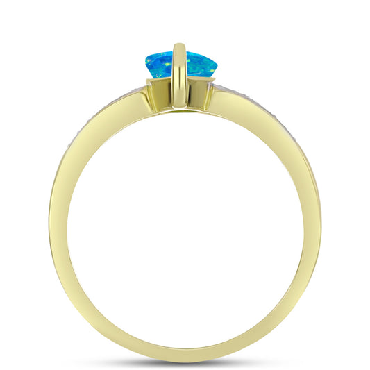 Goldplattierter Silberring mit äthiopischem Paraiba-Blauopal und weißem Topas