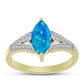 Goldplattierter Silberring mit äthiopischem Paraiba-Blauopal und weißem Topas
