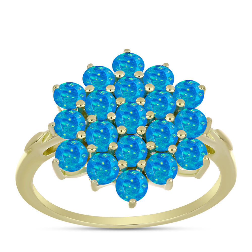 Goldplattierter Silberring mit äthiopischem Paraiba-Blauopal