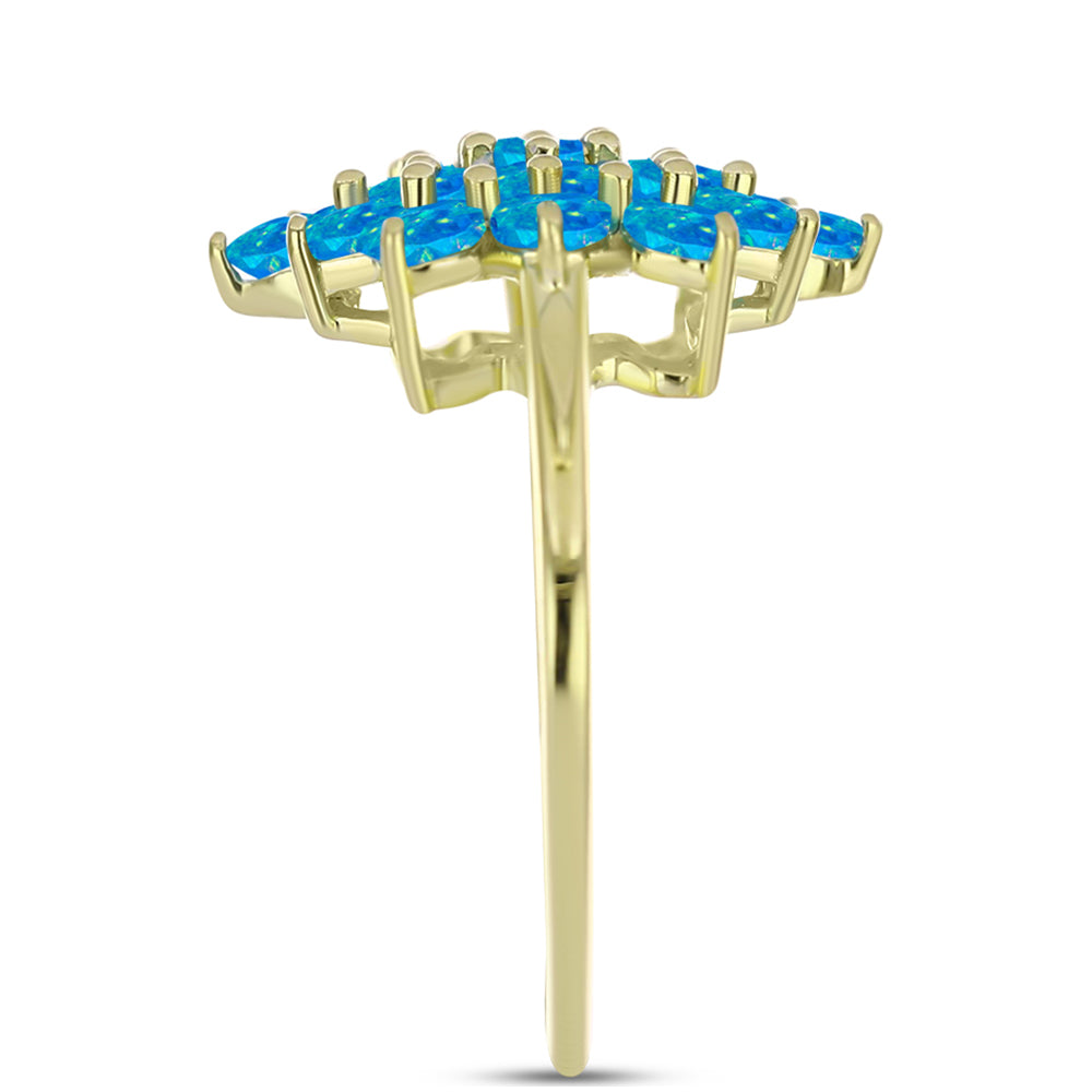 Goldplattierter Silberring mit äthiopischem Paraiba-Blauopal 4 