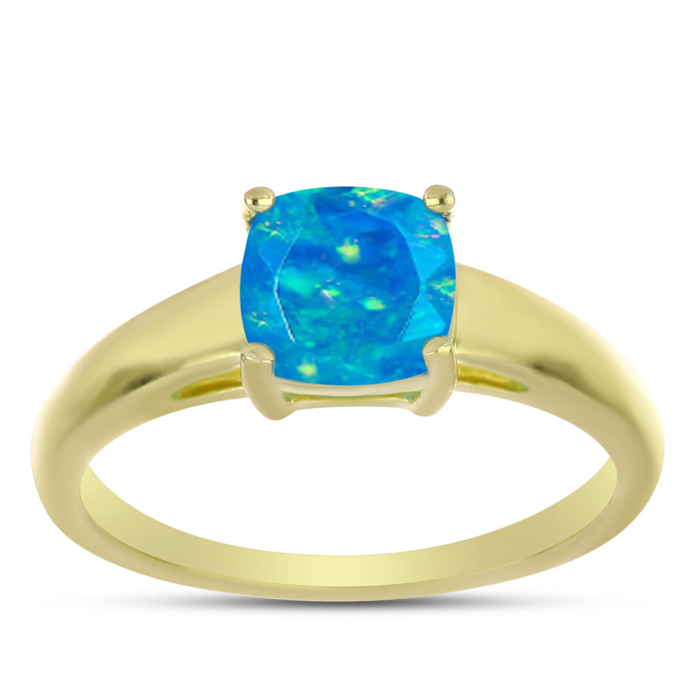 Goldplattierter Silberring mit äthiopischem Paraiba-Blauopal