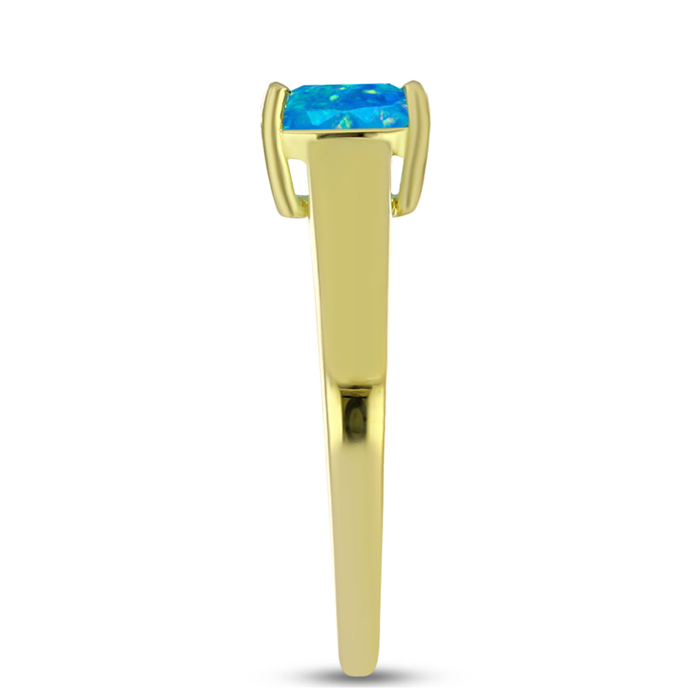 Goldplattierter Silberring mit äthiopischem Paraiba-Blauopal 4 
