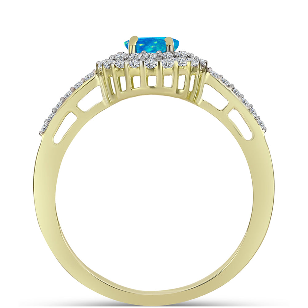 Goldplattierter Silberring mit äthiopischem Paraiba-Blauopal und weißem Topas 2 