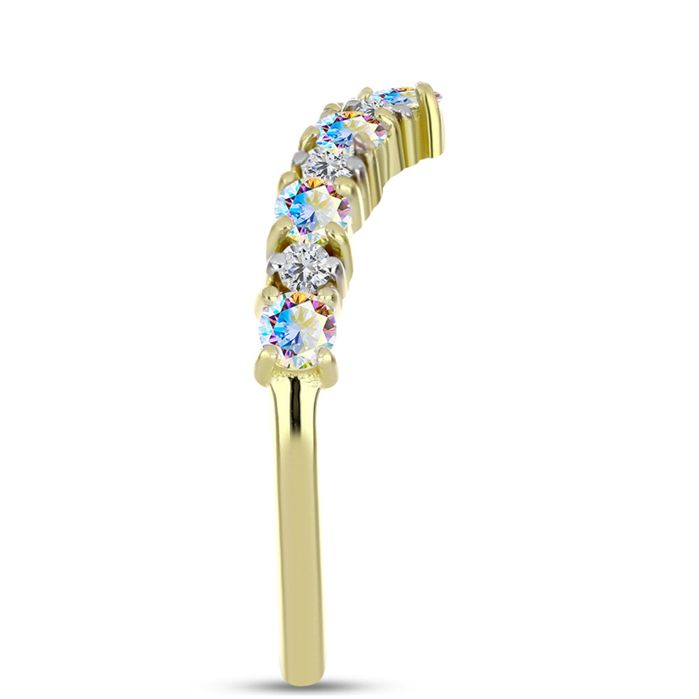 Goldplattierter Silberring mit Eis-Moissanit und weißem Topas