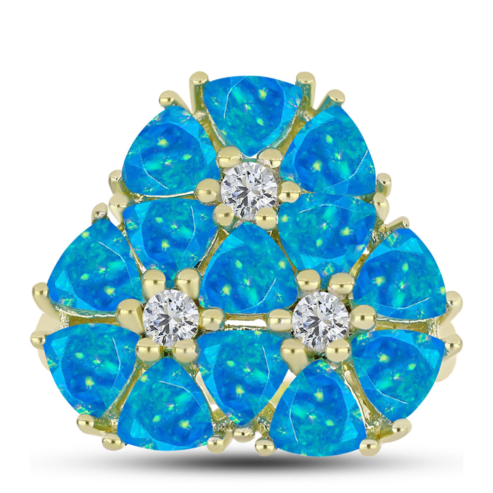 Goldplattierter Silberring mit äthiopischem Paraiba-Blauopal und weißem Topas 1 