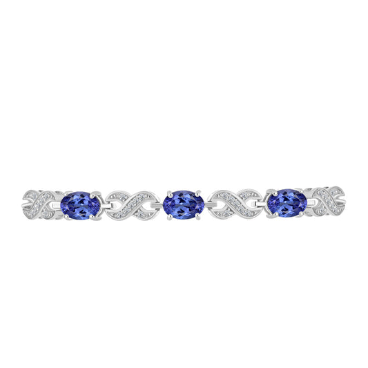 Silberarmband mit Tansanit und weißem Topas