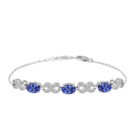 Silberarmband mit Tansanit und weißem Topas