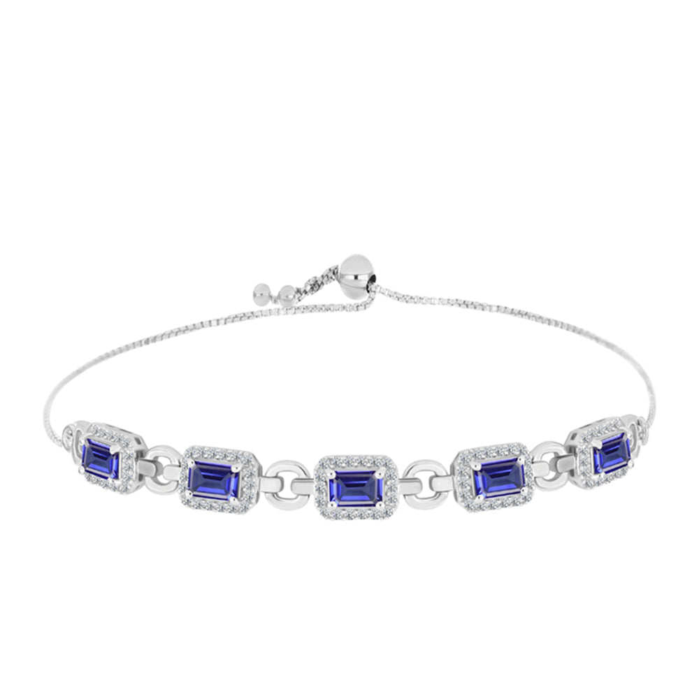 Silberarmband mit Tansanit und weißem Topas