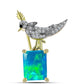 Goldplattierte Silberbrosche mit äthiopischem Paraiba-Blauopal und schwarzem Spinell