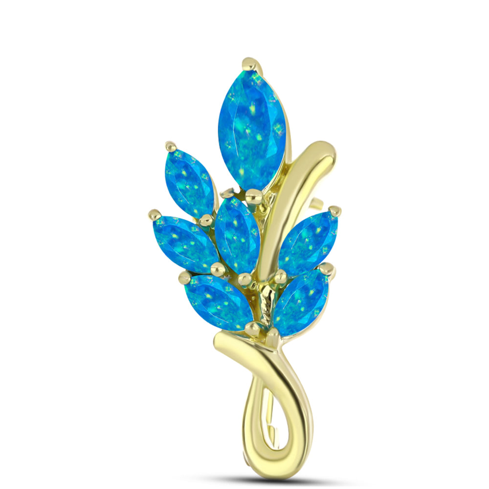 Goldplattierte Silberbrosche mit äthiopischem Paraiba-Blauopal