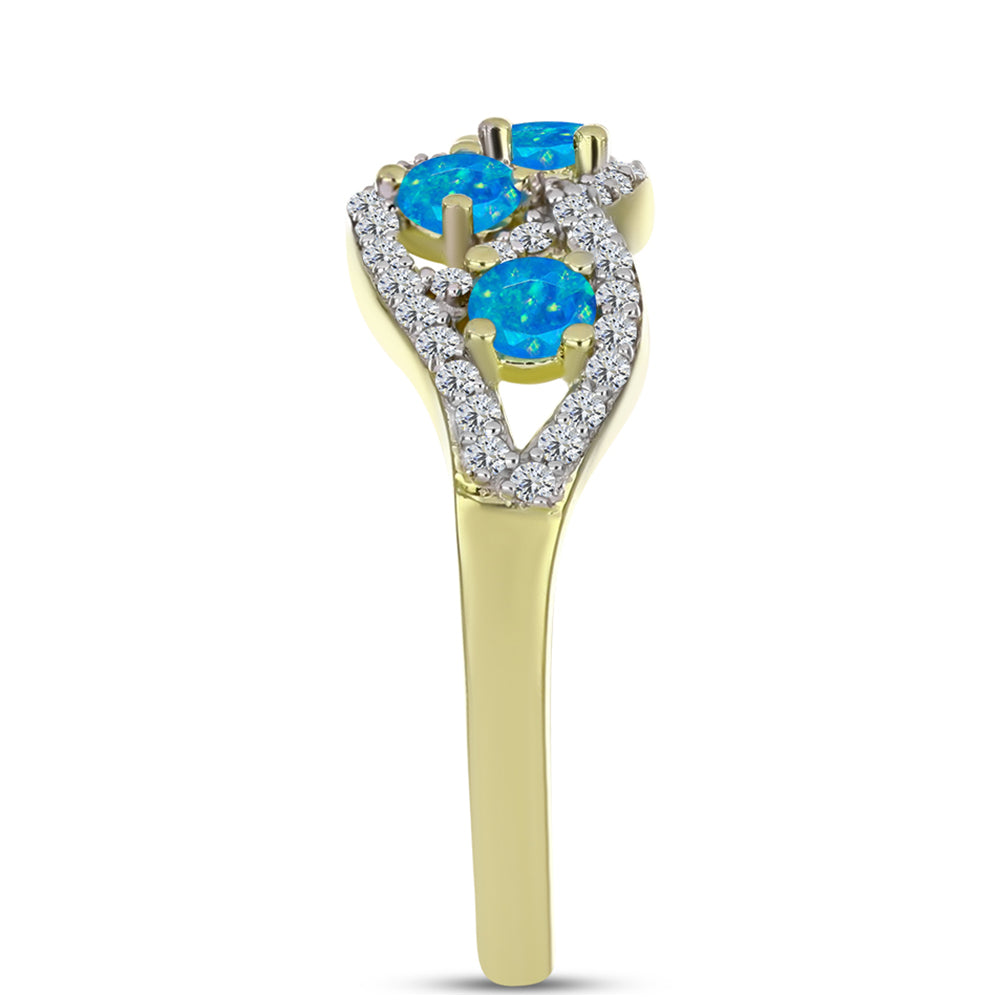 Goldplattierter Silberring mit äthiopischem Paraiba-Blauopal und weißem Topas 4 