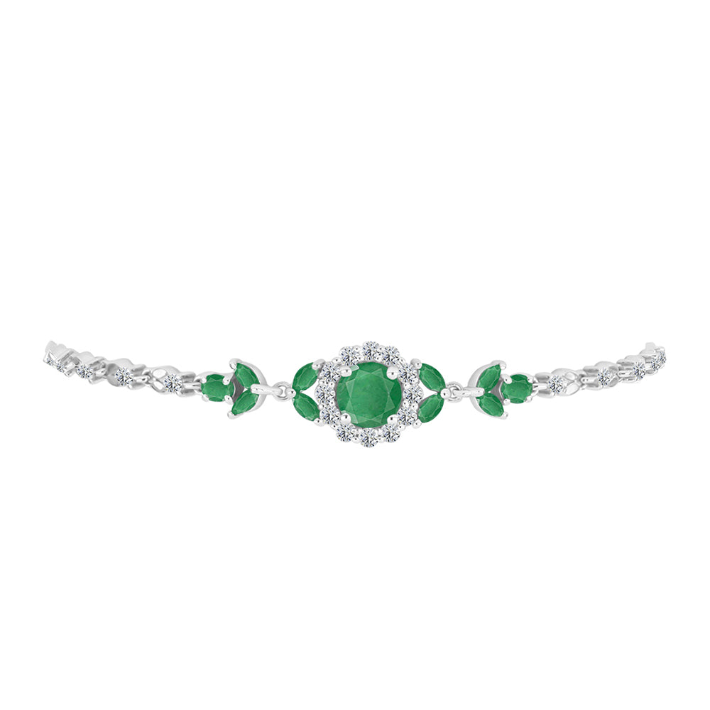 Silberarmband mit brasilianischem Smaragd und weißem Topas