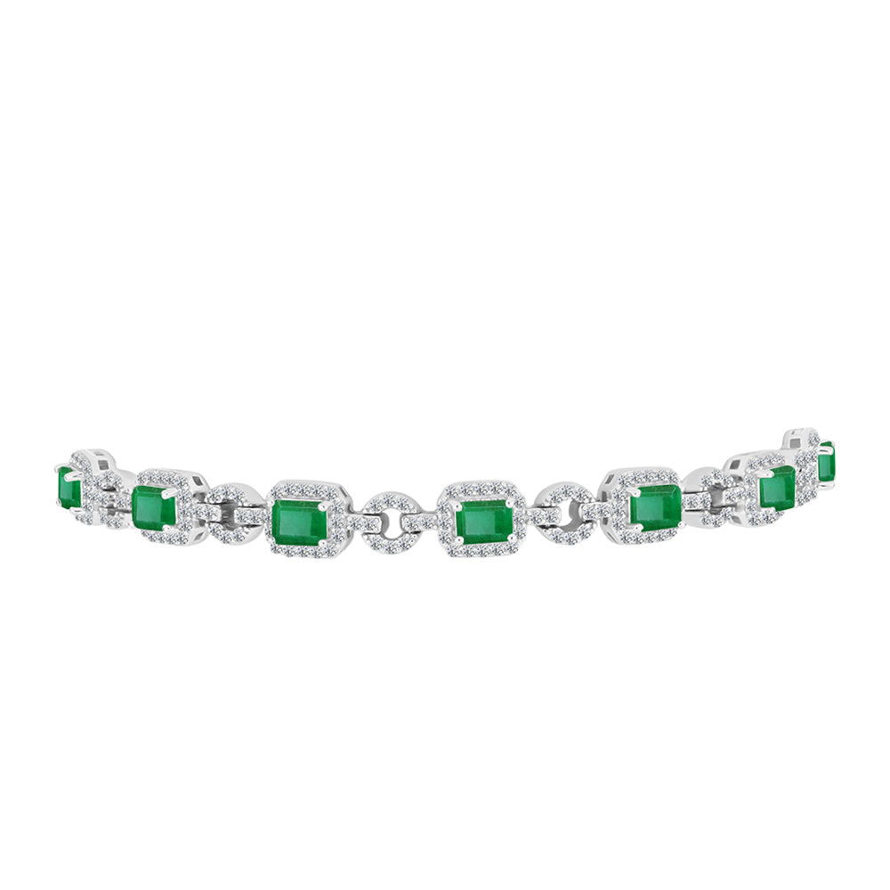 Silberarmband mit brasilianischem Smaragd und weißem Topas