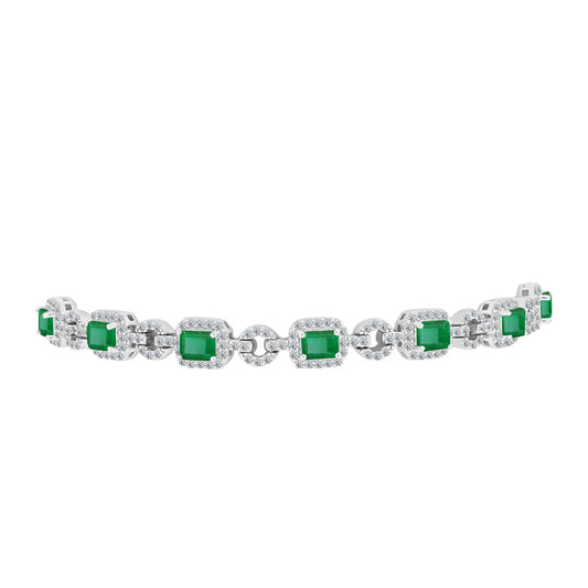 Silberarmband mit brasilianischem Smaragd und weißem Topas