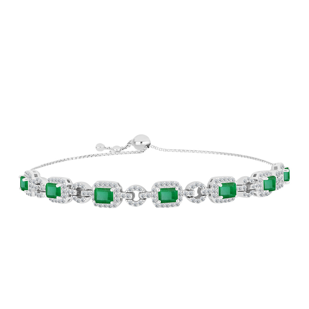 Silberarmband mit brasilianischem Smaragd und weißem Topas 1 