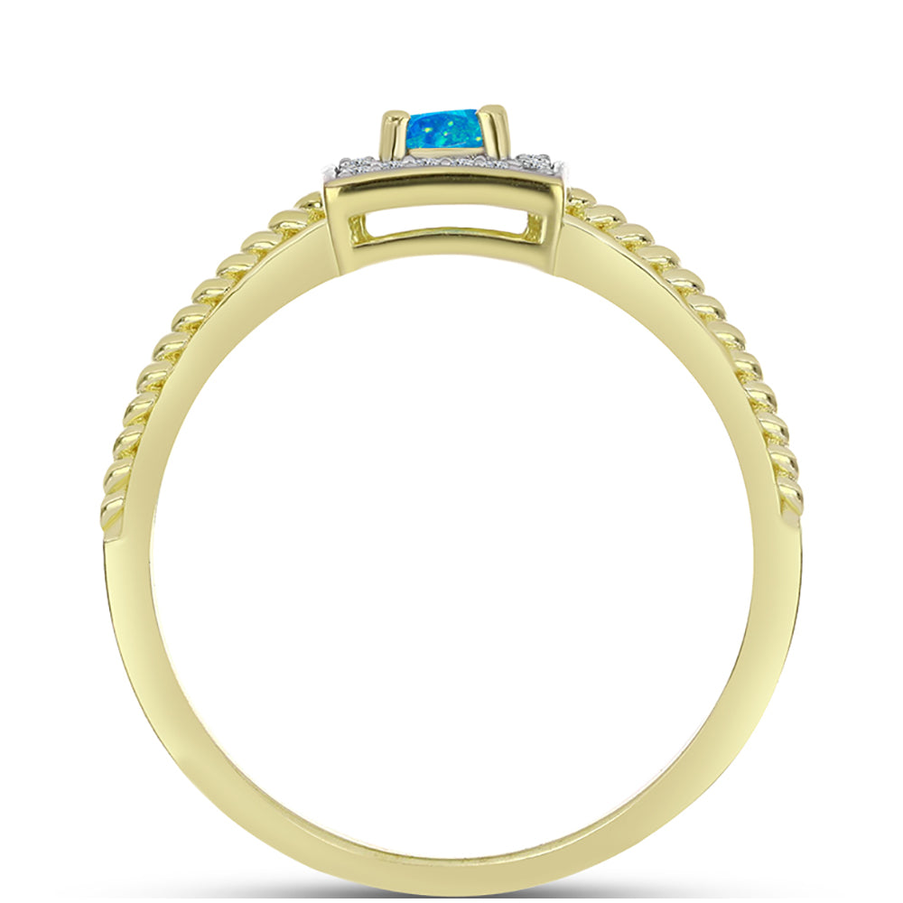 Goldplattierter Silberring mit äthiopischem Paraiba-Blauopal und weißem Topas