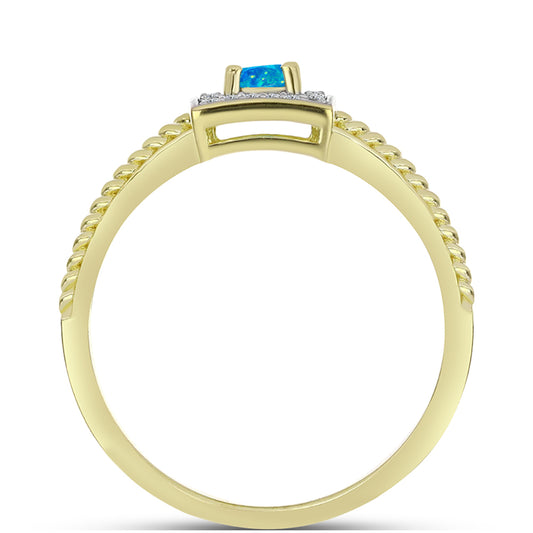 Goldplattierter Silberring mit äthiopischem Paraiba-Blauopal und weißem Topas