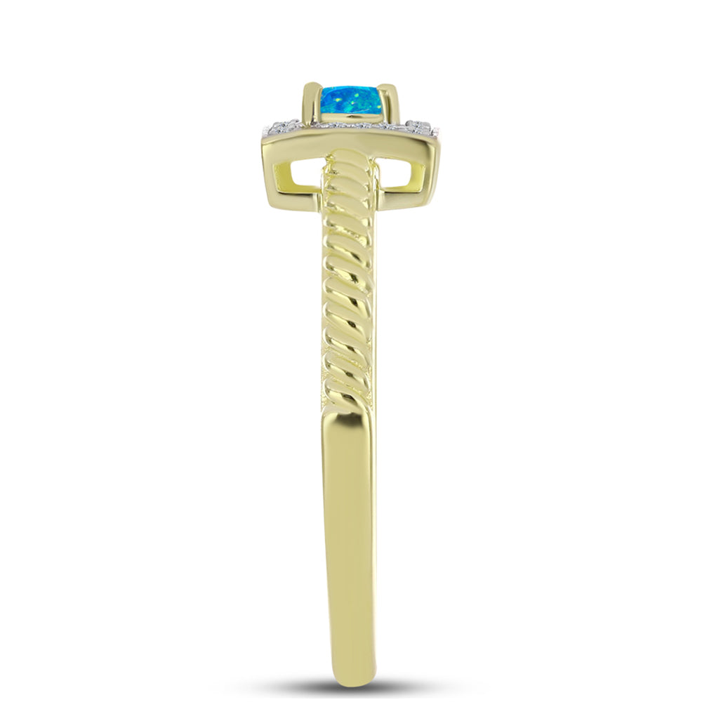 Goldplattierter Silberring mit äthiopischem Paraiba-Blauopal und weißem Topas 4 