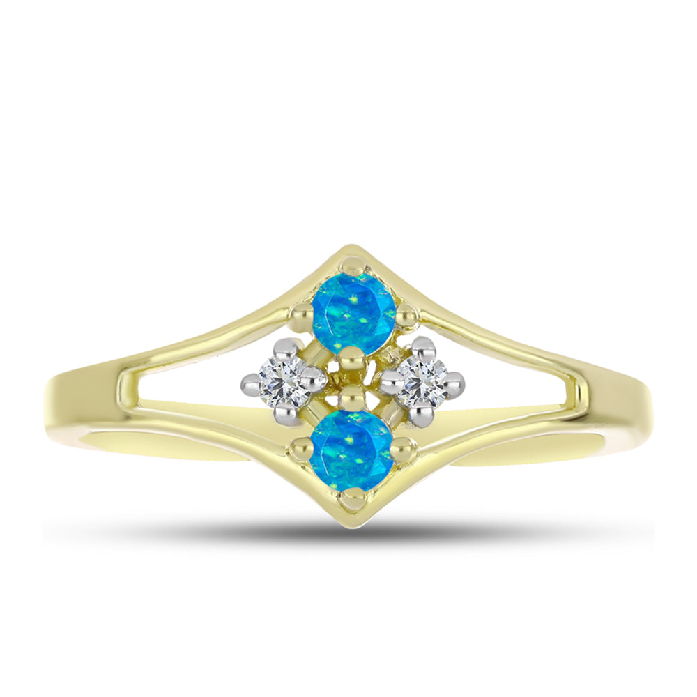 Goldplattierter Silberring mit äthiopischem Paraiba-Blauopal und weißem Topas 1 