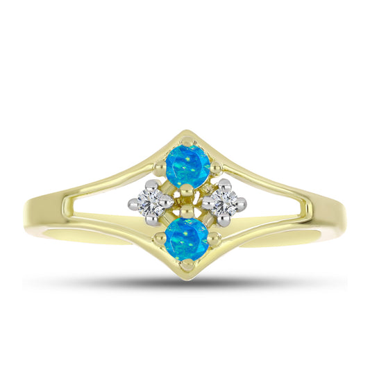 Goldplattierter Silberring mit äthiopischem Paraiba-Blauopal und weißem Topas