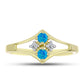 Goldplattierter Silberring mit äthiopischem Paraiba-Blauopal und weißem Topas