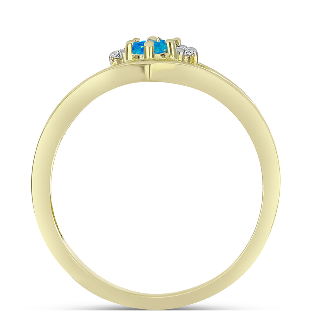 Goldplattierter Silberring mit äthiopischem Paraiba-Blauopal und weißem Topas
