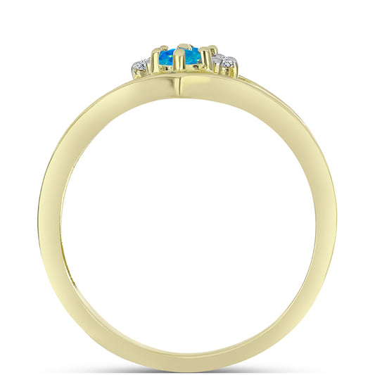 Goldplattierter Silberring mit äthiopischem Paraiba-Blauopal und weißem Topas