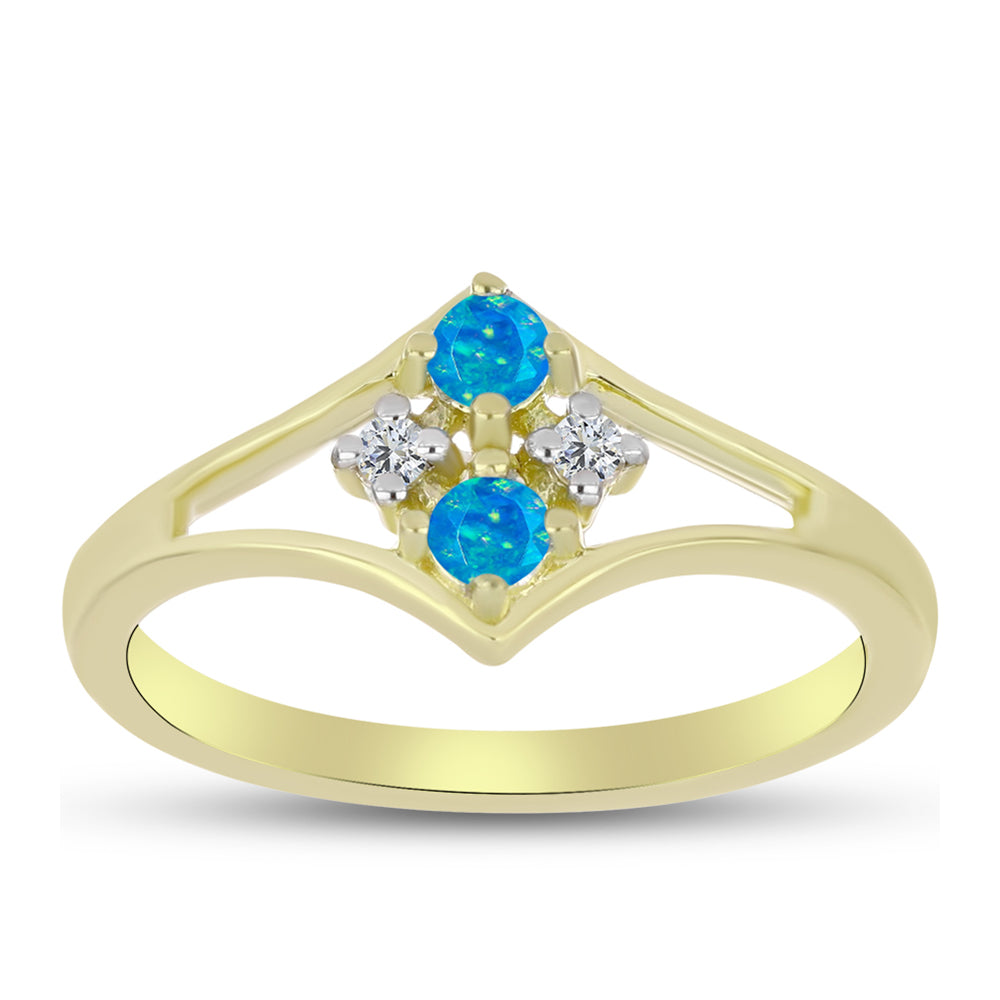 Goldplattierter Silberring mit äthiopischem Paraiba-Blauopal und weißem Topas 3 