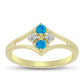 Goldplattierter Silberring mit äthiopischem Paraiba-Blauopal und weißem Topas