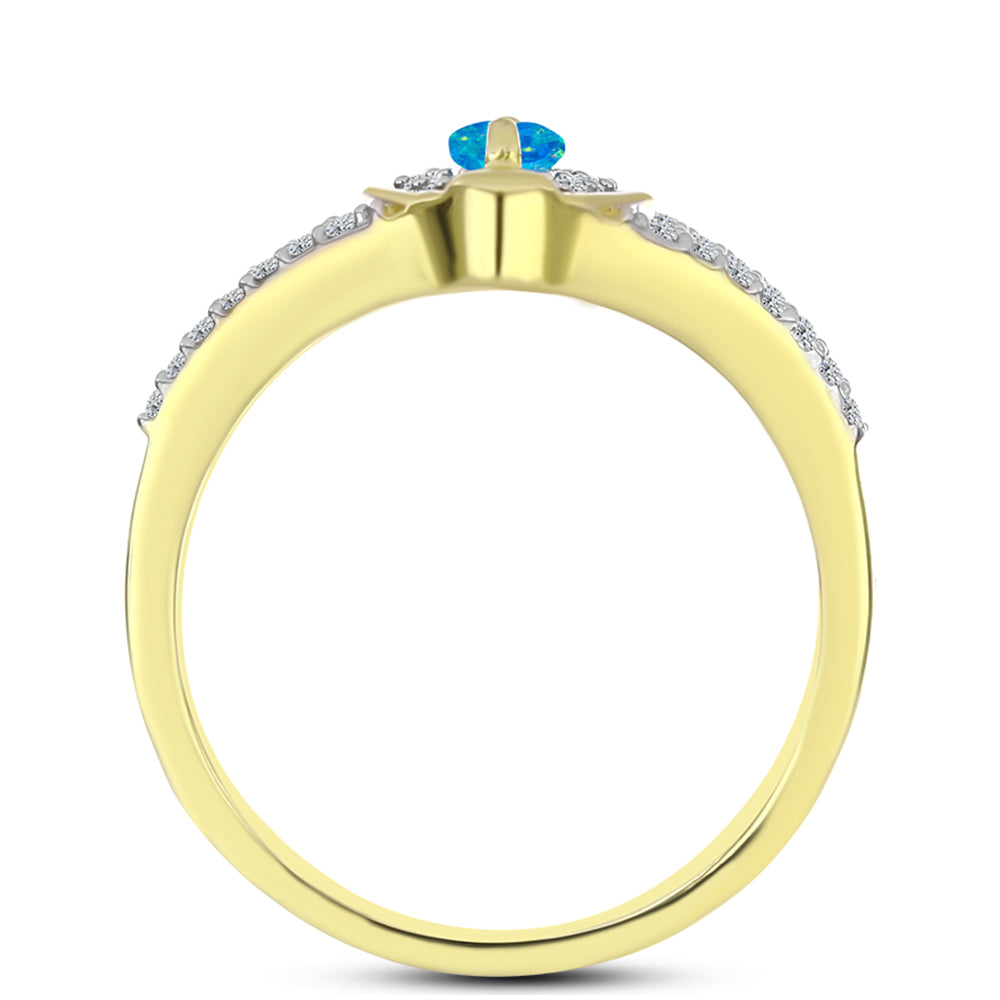Goldplattierter Silberring mit äthiopischem Paraiba-Blauopal und weißem Topas