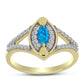 Goldplattierter Silberring mit äthiopischem Paraiba-Blauopal und weißem Topas
