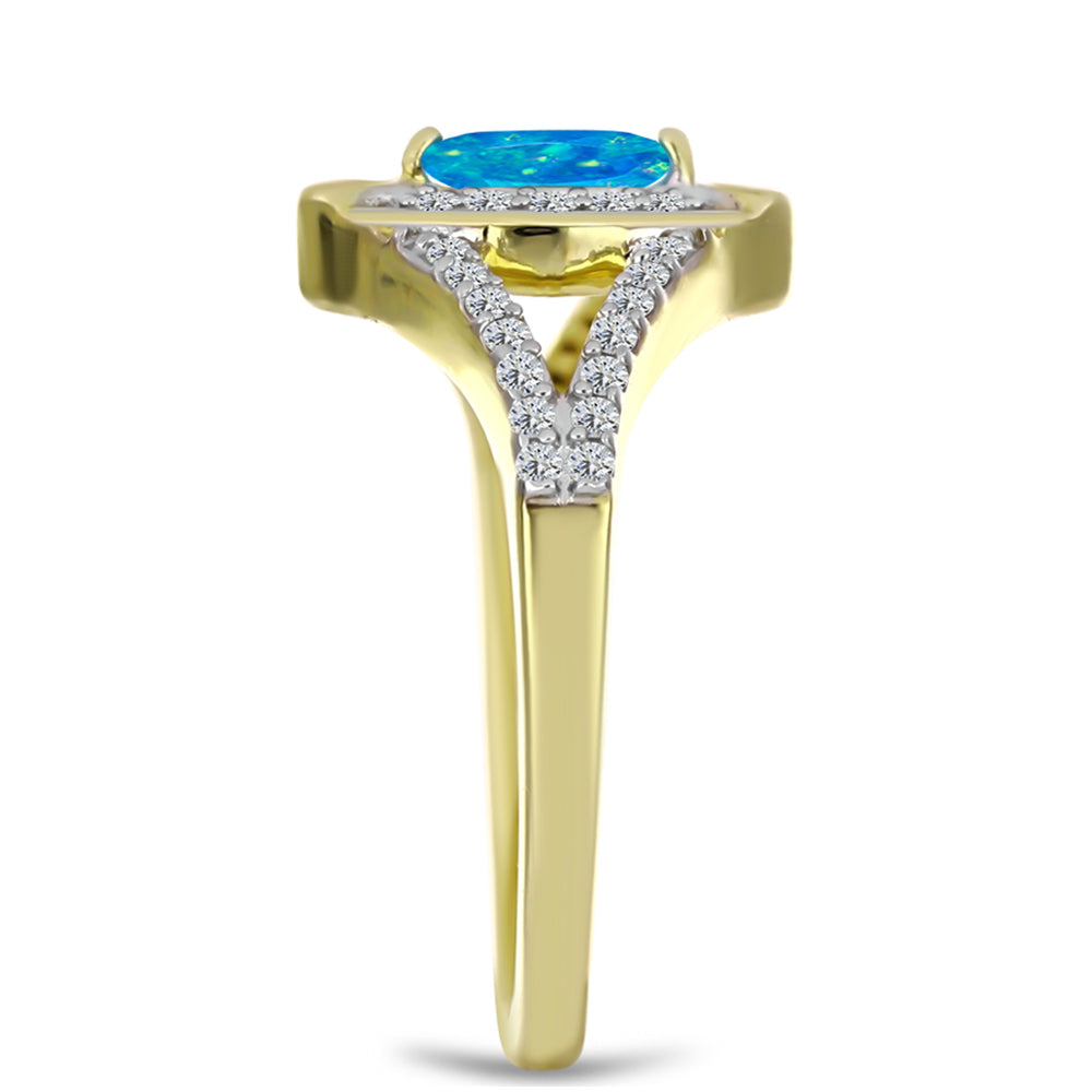 Goldplattierter Silberring mit äthiopischem Paraiba-Blauopal und weißem Topas 4 