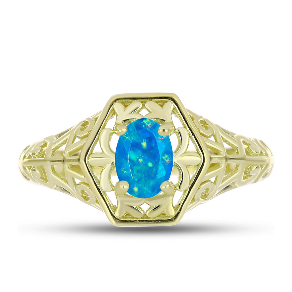 Goldplattierter Silberring mit äthiopischem Paraiba-Blauopal