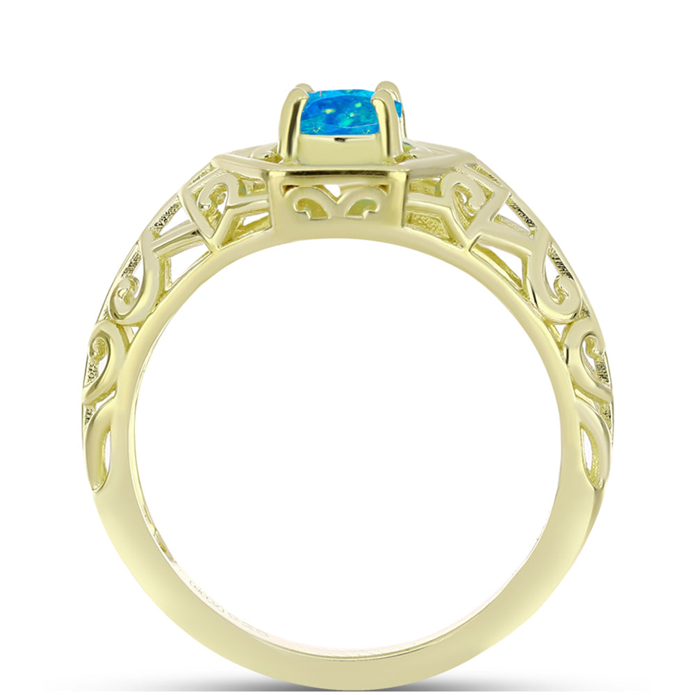 Goldplattierter Silberring mit äthiopischem Paraiba-Blauopal 2 