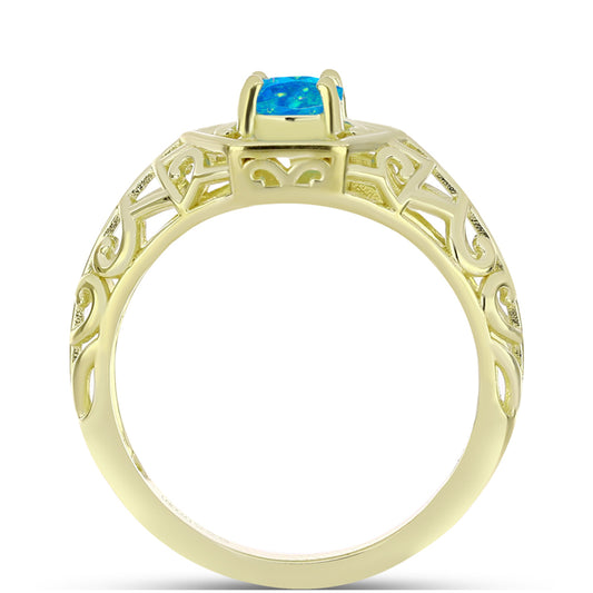Goldplattierter Silberring mit äthiopischem Paraiba-Blauopal