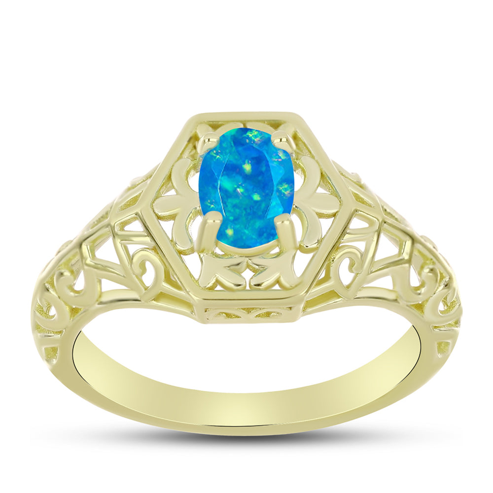 Goldplattierter Silberring mit äthiopischem Paraiba-Blauopal 3 