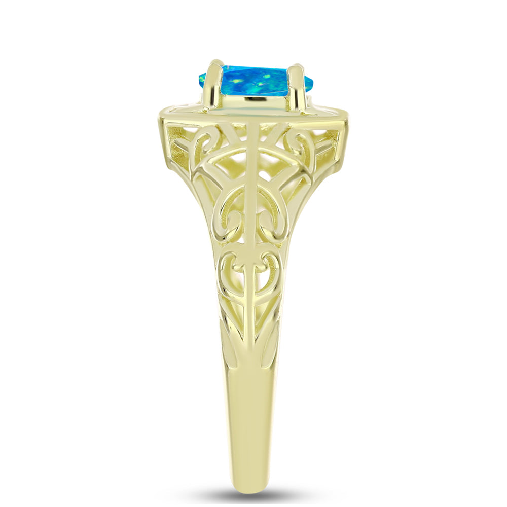Goldplattierter Silberring mit äthiopischem Paraiba-Blauopal