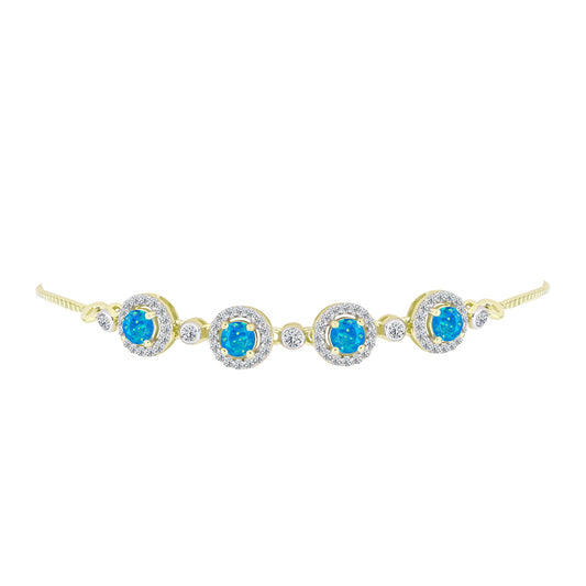 Goldplattiertes Silberarmband mit äthiopischem Paraiba-Blauopal und weißem Topas
