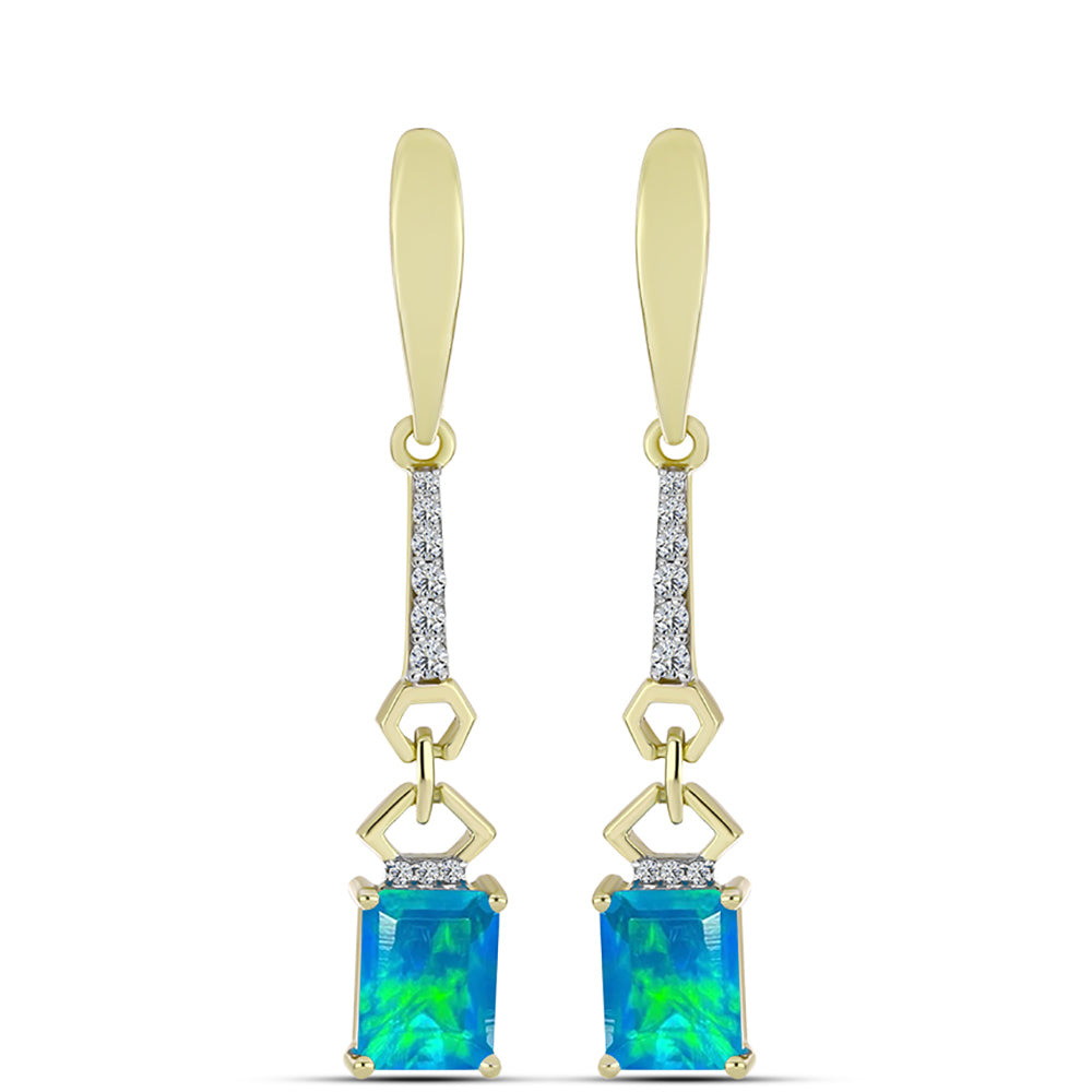 Goldplattierte Silberohrringe mit äthiopischem Paraiba-Blauopal und weißem Topas 1 