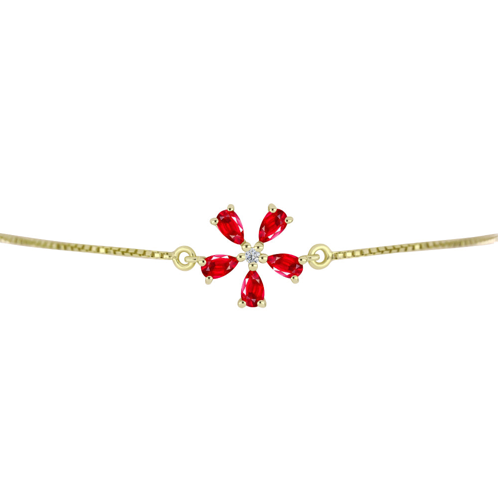 Goldplattiertes Silberarmband mit rotem Achat und weißem Topas 2 