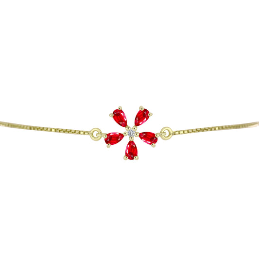 Goldplattiertes Silberarmband mit rotem Achat und weißem Topas
