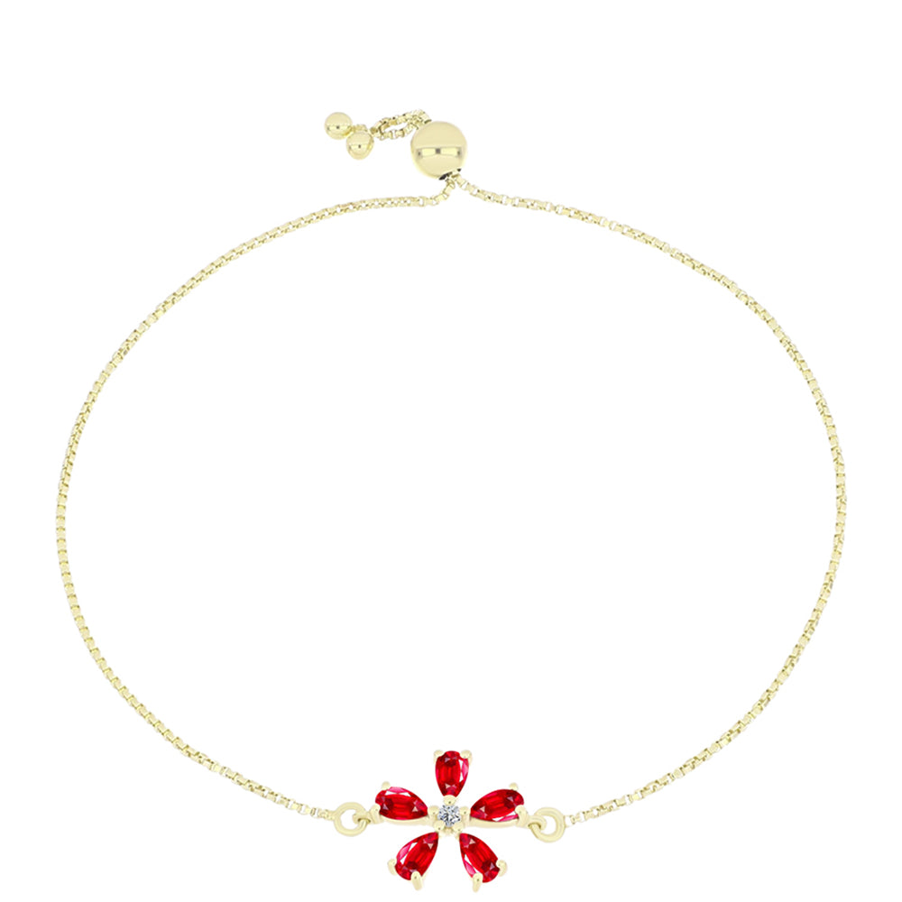 Goldplattiertes Silberarmband mit rotem Achat und weißem Topas 1 